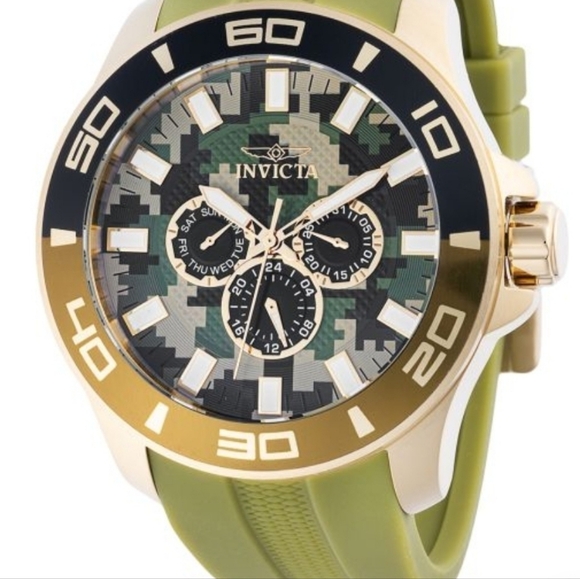 Invicta Other - NIB Invicta Pro Diver Impact Men's Watch 50mm Olive Green Camo Dial Gold Case